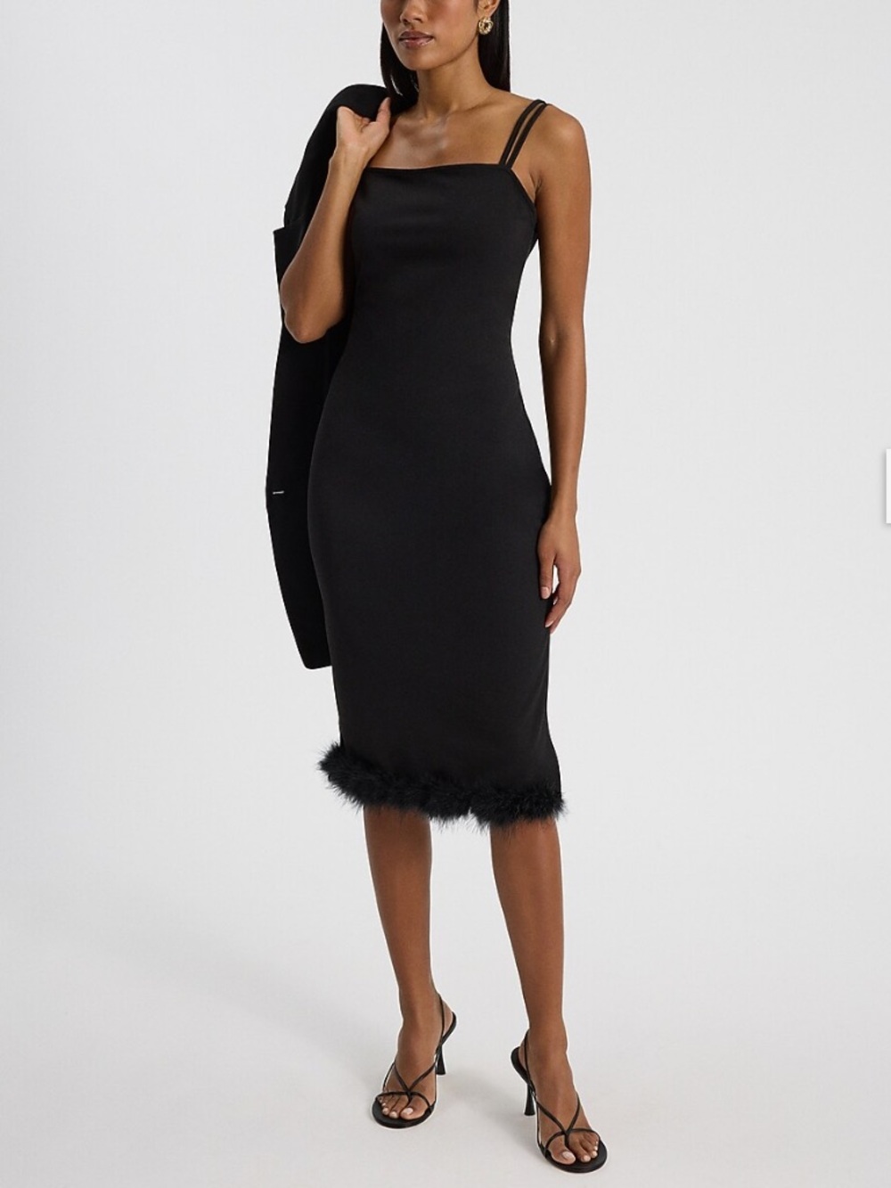 Express Black Faux Fur Trim Dress